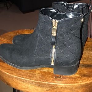 Quilted black booties